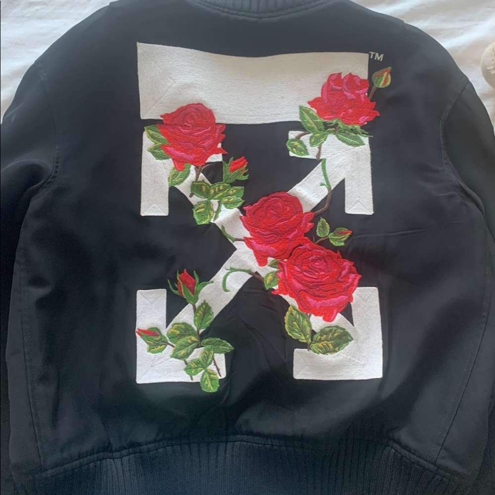 SOLD Off White Roses Bomber